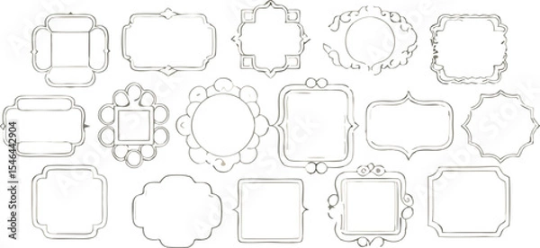 Fototapeta Elegant hand-drawn vintage frames vector set