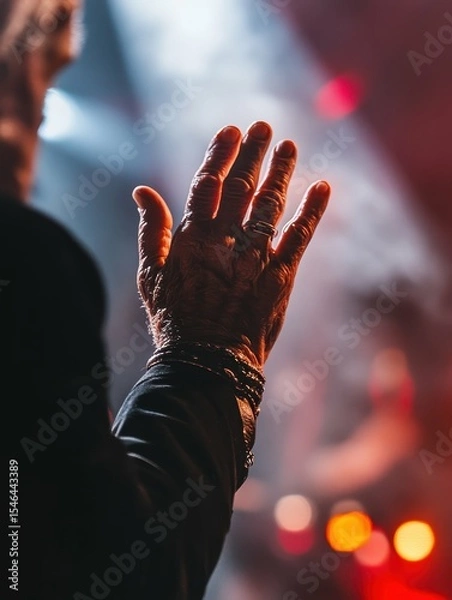 Fototapeta sharp image of cropped hands of man in music concert