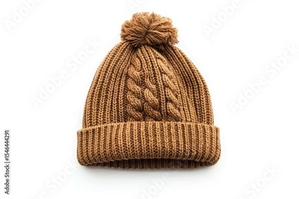 Fototapeta High Definition View of Hat Isolated on White Background Knitted Hat