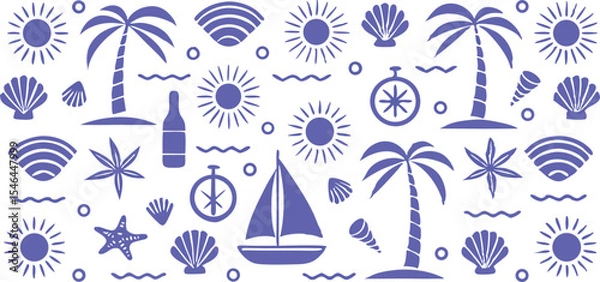 Obraz Summer beach vacation themed seamless pattern