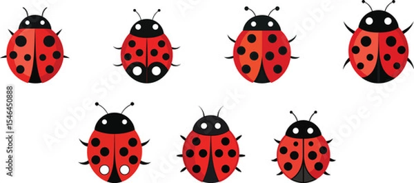 Fototapeta Ladybug cartoon set vector illustration