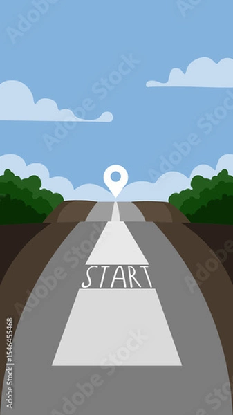 Fototapeta Illustration of a road with the beginning of the path start.