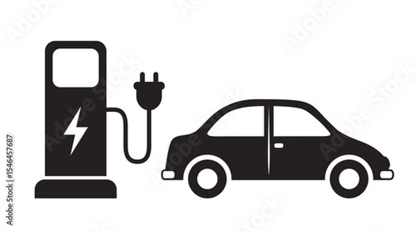 Obraz charging station for hybrid and electric vehicles isolated vector illustration