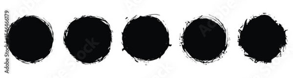 Fototapeta Grunge Circle Vector Element Set Vector Design. Grungy textured hand printed circle shapes collection.  Circular Brush Stroke Set.