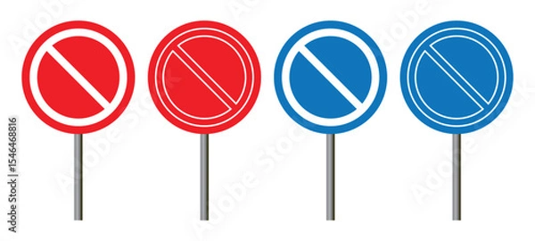 Fototapeta Red prohibition sign no entry symbol forbidden circle stop restricted access icon Road Sign. 