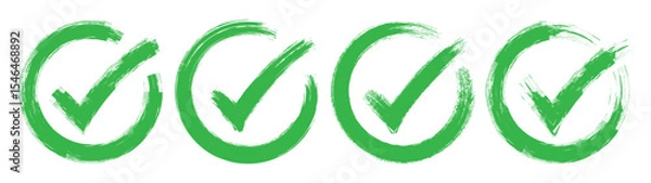 Fototapeta Set of Check mark with grunge circle. vector checkmark design.