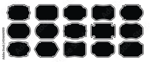 Fototapeta Set of vintage frame silhouette Black template for patch, insignias, overlay. vintage label and badges shape collections. Vector illustration 