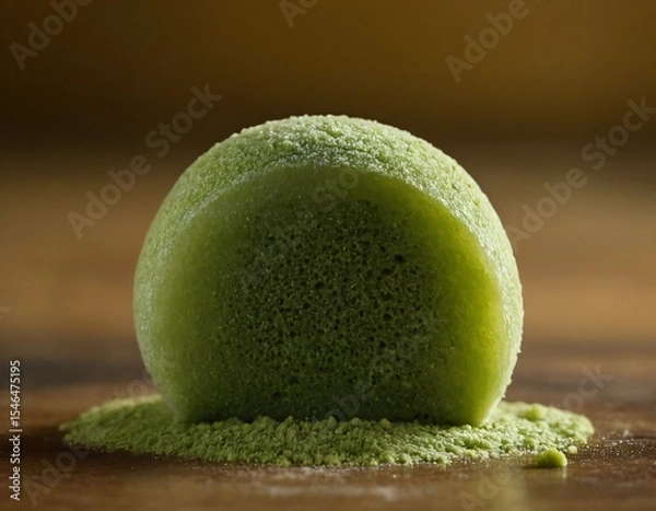 Fototapeta Green Matcha Dessert: A close-up shot of a beautifully crafted matcha dessert, offering a delightful treat for the eyes and taste buds. Ai generated image