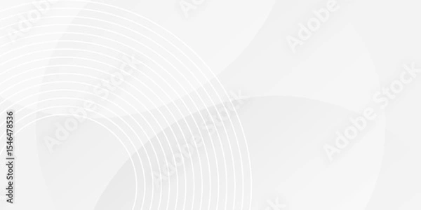 Fototapeta White geometric abstract background overlap layer on bright space with lines effect decoration. Modern graphic design element circles style concept for banner.
