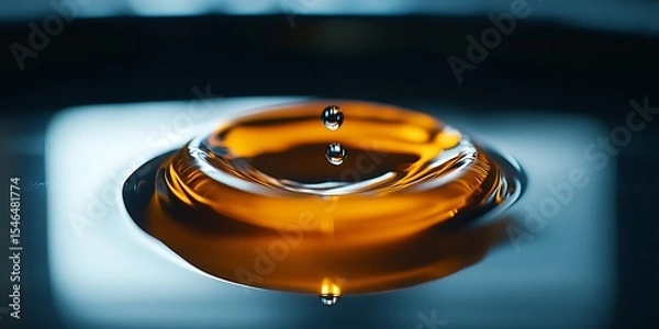 Fototapeta Amber Liquid Drop Macro Photography of a Viscous Fluid