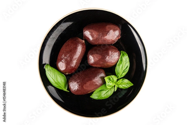 Obraz Black pudding sausage fresh delicious gourmet food background on the table rustic food top view copy space