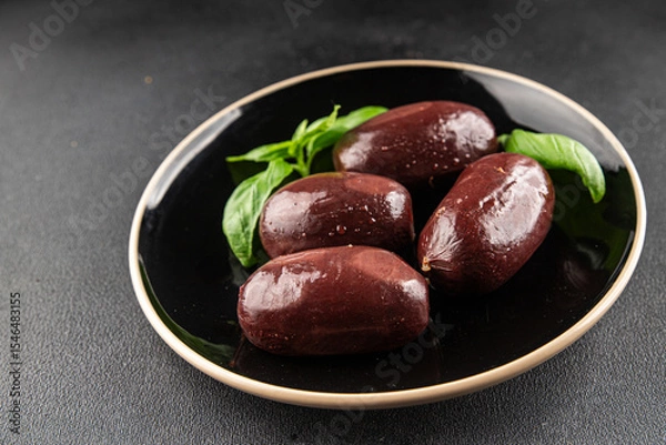 Obraz Black pudding sausage fresh delicious gourmet food background on the table rustic food top view copy space
