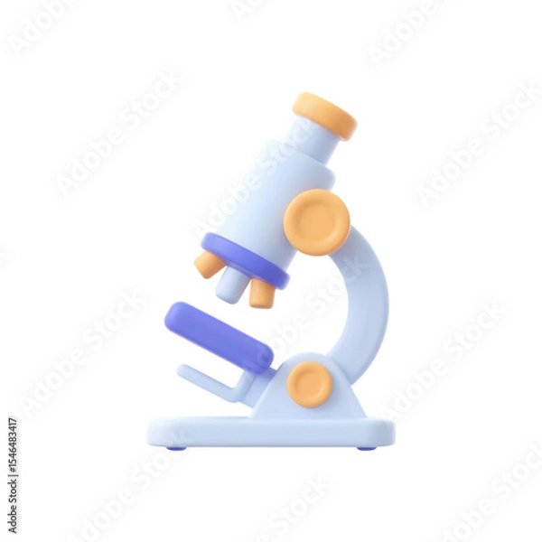 Fototapeta 3d render of a cartoon microscope for science education