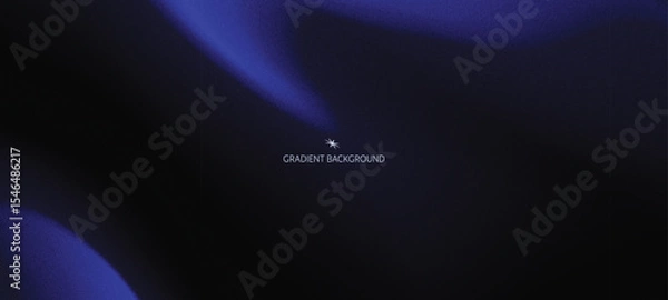 Fototapeta Abstract blue and black gradient background with soft curved light and dark contrast grainy texture