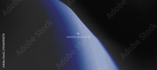 Fototapeta Abstract blue and black gradient background with soft curved light and dark contrast grainy texture