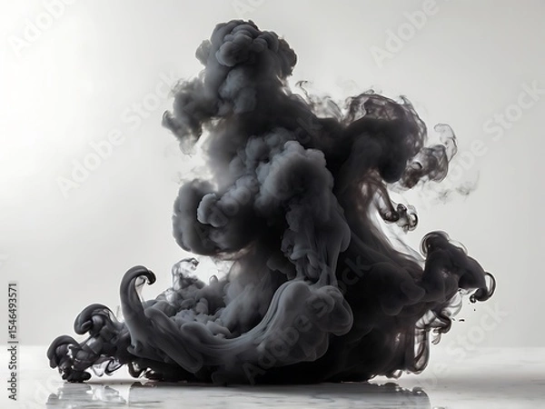 Fototapeta Abstract Black Ink Cloud Forming Dramatic Shapes Against a Light Background Creates a Sense of Mystery and Intrigue
