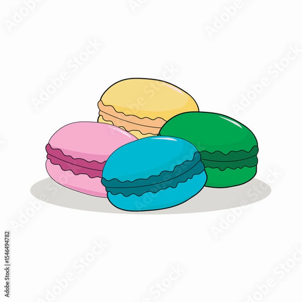 Obraz macaroons of different colors on a white background