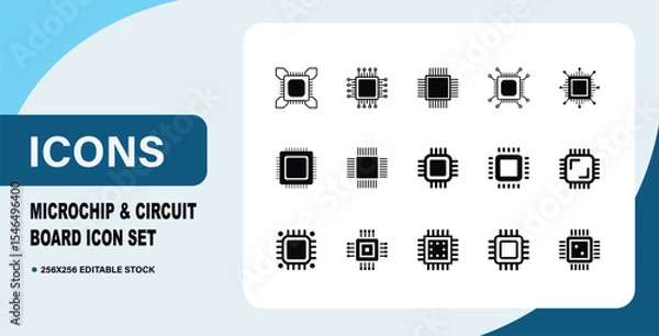 Obraz Microchip & Circuit Board Icon Set