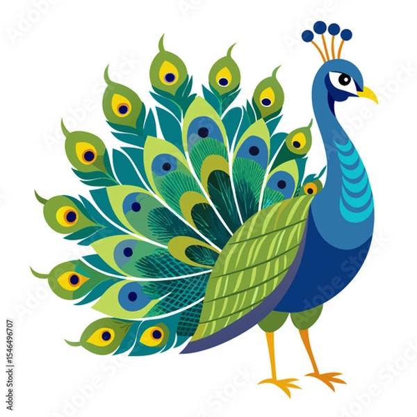 Fototapeta peacock on white background