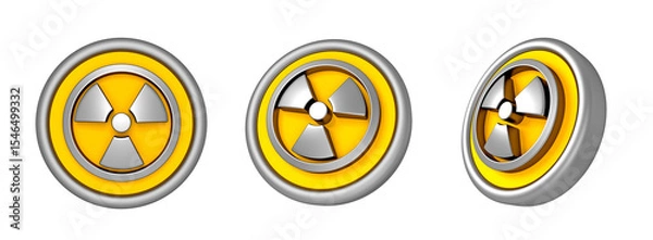 Fototapeta Radiation Hazard Sign 3d icon. Symbol of radioactive threat alert in circle Frame 3d icon