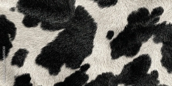 Obraz A close up of a cow's fur with black and white spots