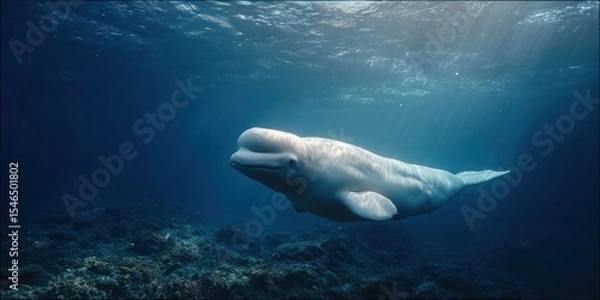 Obraz A white whale is swimming in the ocean