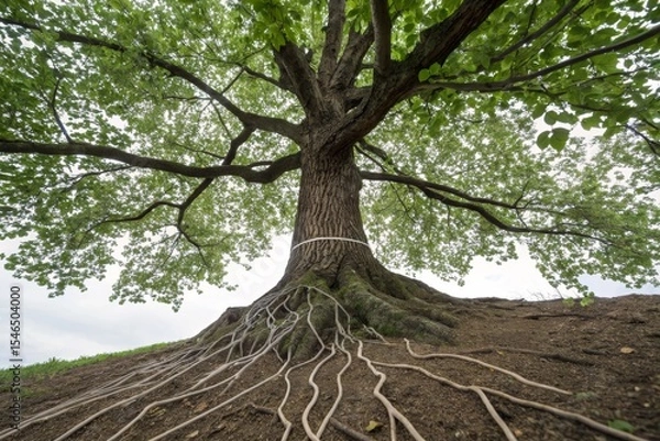 Fototapeta Majestic Tree with Exposed Roots: A Nature's Masterpiece