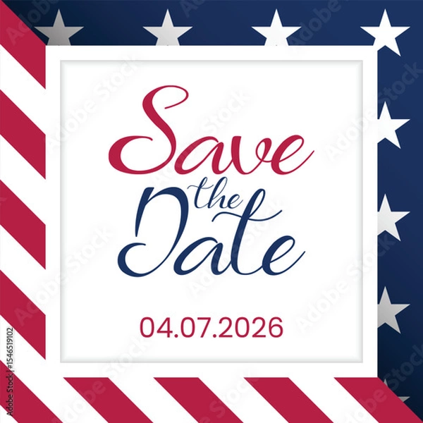 Obraz Save the date US banner. Can be used for business, marketing and advertising. logo graphic design of event summit made for Technology and upcoming events.	