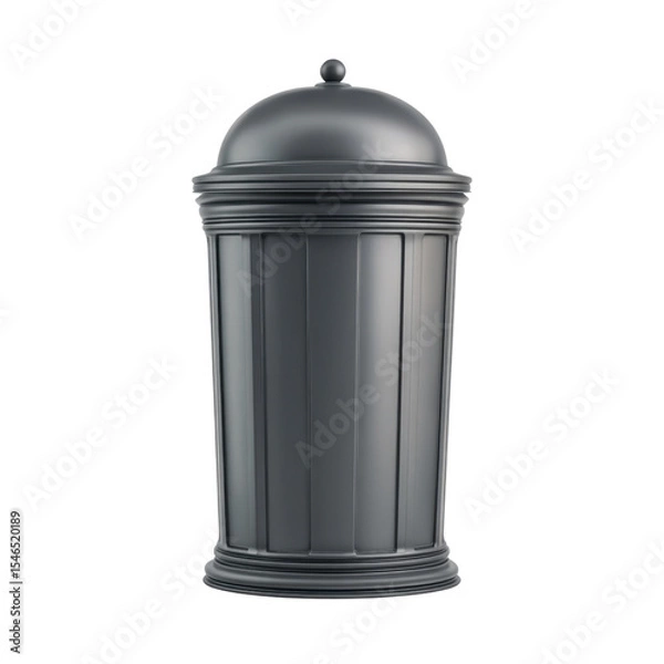 Fototapeta Elegant Round Black Trash Can for Home or Office Use, Stylish Waste Bin with Lid and Decorative Design Transparent background or png