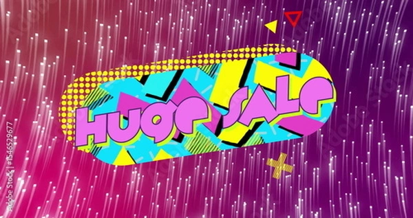 Obraz Displaying Huge sale text graphic in digital promo, with oval, dotted halftone and light streaks