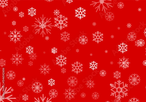 Fototapeta Create a festive atmosphere with this vector illustration showcasing snowflakes scattered on a vibrant red background. Perfect for Christmas cards, decorations, or seasonal graphics