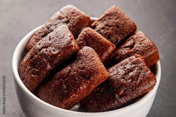Obraz Financier biscuit chocolate cookie sweet dessert fresh delicious gourmet food background on the table rustic food top view copy space
