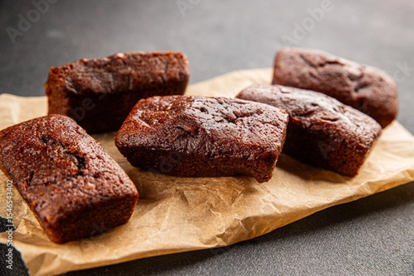 Obraz Financier biscuit chocolate cookie sweet dessert fresh delicious gourmet food background on the table rustic food top view copy space