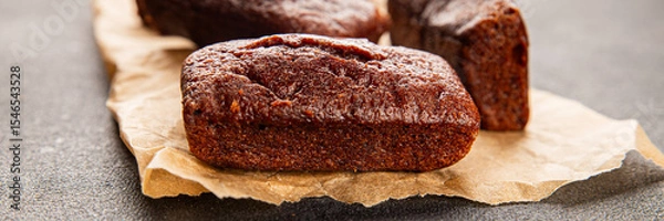 Obraz Financier biscuit chocolate cookie sweet dessert fresh delicious gourmet food background on the table rustic food top view copy space