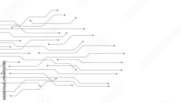 Fototapeta Abstract blue glowing line technology circuit board background design. Communication dot and line speed internet concept. Vector illustration