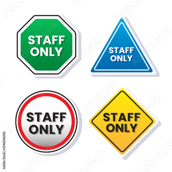 Fototapeta Employee only or Staff only sign board vector illustration information for preventing unauthorized visitors from entering. Information Sign