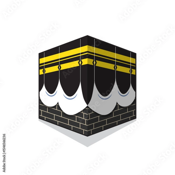 Fototapeta Simple design of Holy kaaba illustration vector in Al-Haram Mosque mecca Arab Saudi isolated on white background