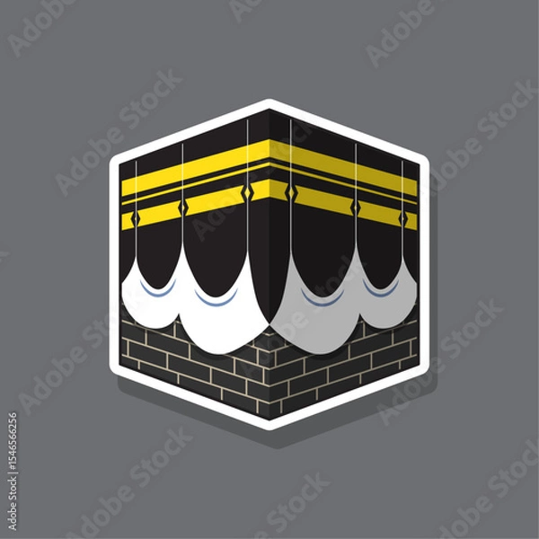 Fototapeta Cute cartoon of Kaaba vector illustration icon, mascot, symbol, sticker, element with simple style concept 