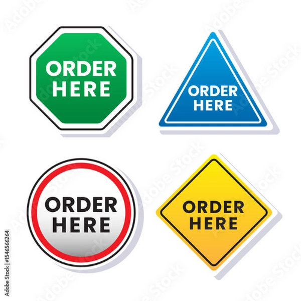 Fototapeta Illustration cartoon vector of cute order here sign board isolated and can be used anywhere, especially in the field of sales