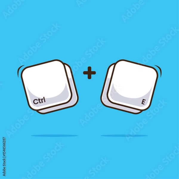 Fototapeta Keyboard combination shortcut Ctrl E icon or symbol for fast typing technology illustration. Work efficient innovation on computer typing