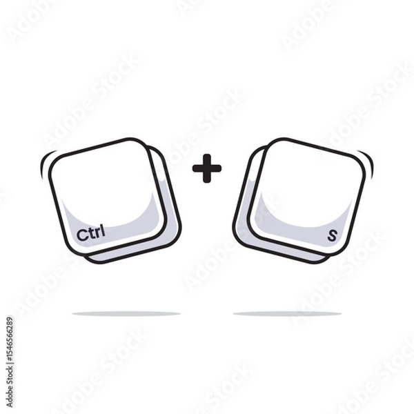 Fototapeta Computer keyboard combination shortcut Ctrl S icon or symbol for fast typing. Illustration Work efficient innovation on computer typing technology