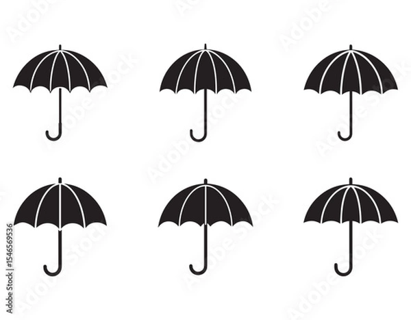 Fototapeta Umbrella icon. Protection parasol symbol. Rain weather signs. Season symbols. Rainy icons. Black, flat color. Vector isolated sign.