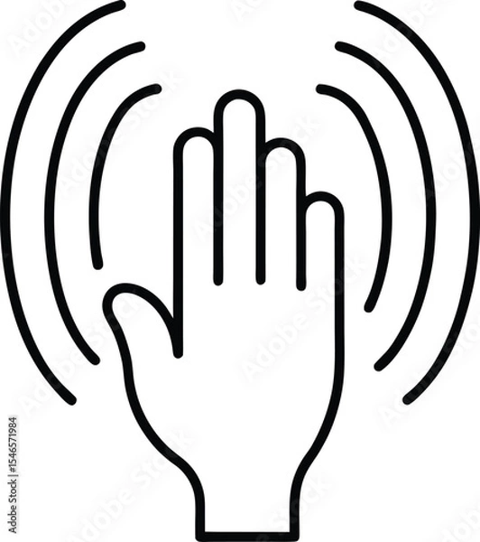 Fototapeta Online class icon vector Line art illustration Raise Hand Icon with Sound Waves for Video Call