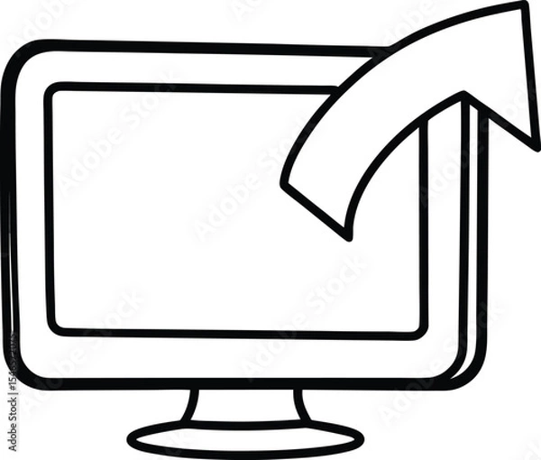 Fototapeta Online class icon vector Line art illustration Screen Share Icon with Expanding Monitor Arrow