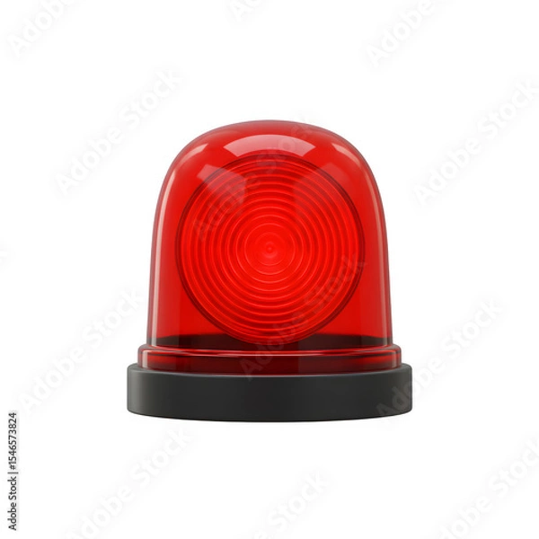Fototapeta Red Warning Siren Light in 3D Render, Isolated on White or Transparent Background