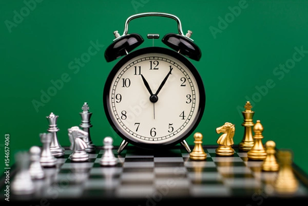 Obraz Clocks tell the time of work and life, processes and rules of limited time. Photo of clock in studio.
