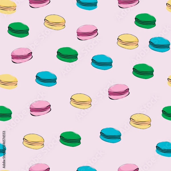 Obraz seamless pattern with colorful macaroons on a pink background
