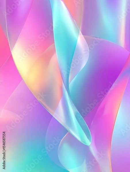 Fototapeta Glowing holographic background with pastel vibrant abstract shapes for modern and colorful design