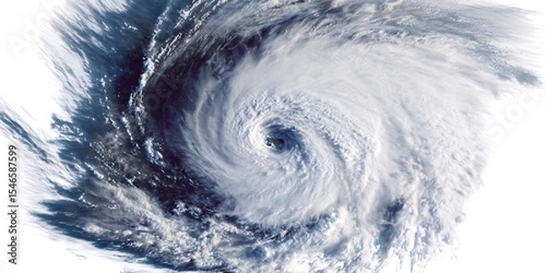 Fototapeta Satellite view of a powerful hurricane swirling over the ocean Concept of climate change, natural disaster, and weather phenomenon