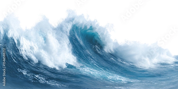 Fototapeta Powerful ocean wave crashing with white foam, showcasing the raw energy and beauty of nature in a dynamic seascape Concept of power, strength, and natural wonder